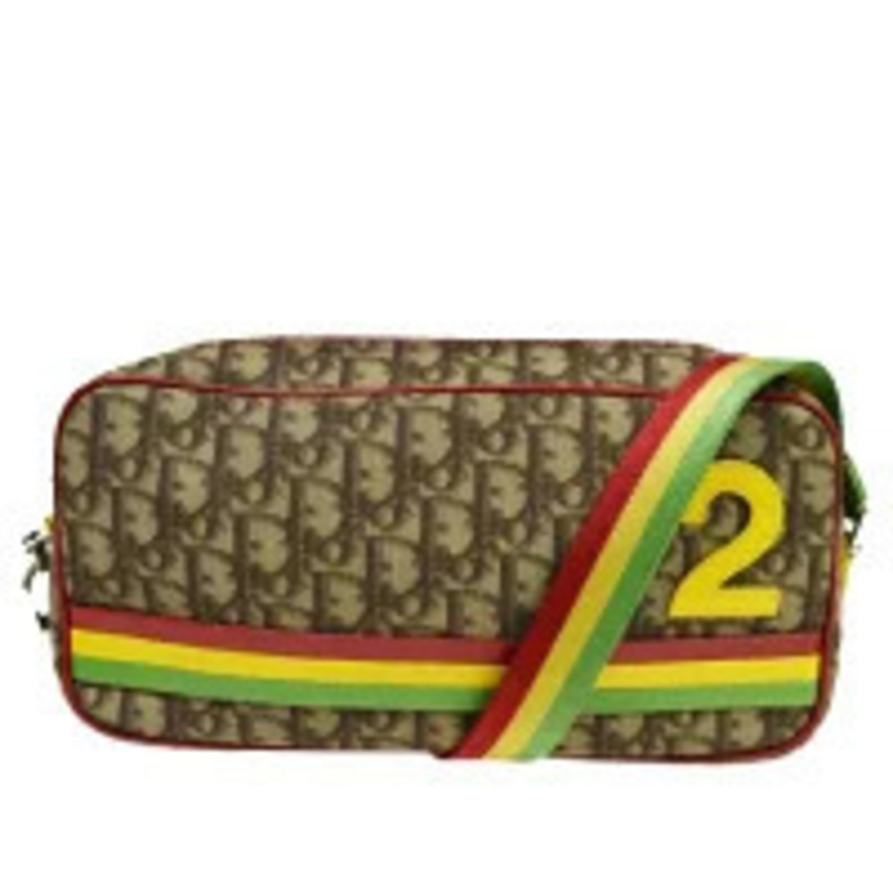 Christian Dior Trotter Shoulder Bag Rasta Brown Leather
